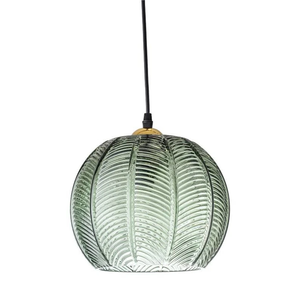 Bloomingville Hanglamp Groen Glas Met Motief 2 Bloomingville Hanglamp Groen Glas Met Motief - Afbeelding 2