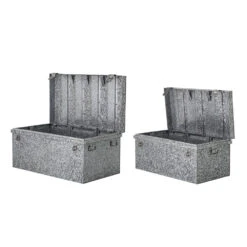 Bloomingville Opbergdozen Met Deksel Metaal - Zilver Set Van 2 Stuks -Bloomingville Deco Verkoop bloomingville opbergdozen met deksel metaal zilver 2